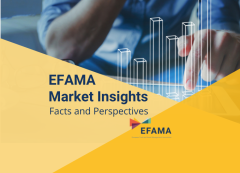 EFAMA Market Insights Yellow Banner with finger pointing at a statistical virtual chart