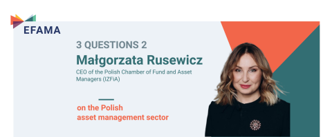 Banner of the 3 questions with a photo of the interviewee Malgorzata Rusewicz
