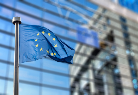 EU flag in front of the Berlaymont in Brussels